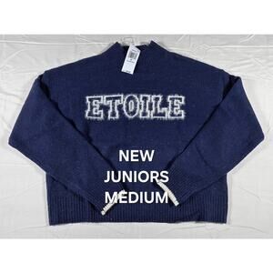 New Hooked Up by IOT Juniors Medium Verbiage Eyelash-Front Pullover Sweater